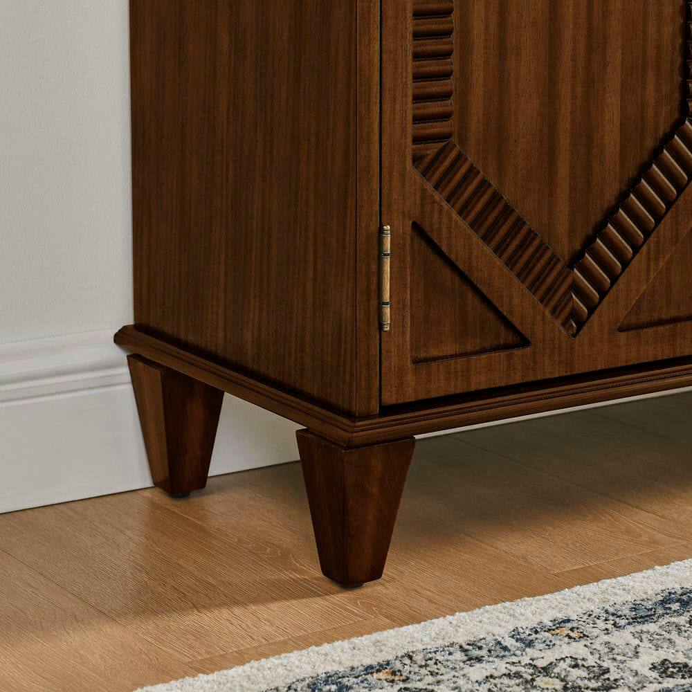 Alt View 9. Kadyn - 65.2" Mid Century Modern Sideboard Buffet Cabinet, Accent Coffee Bar Wine Bar Storage Cabinet, Walnut - Brown.