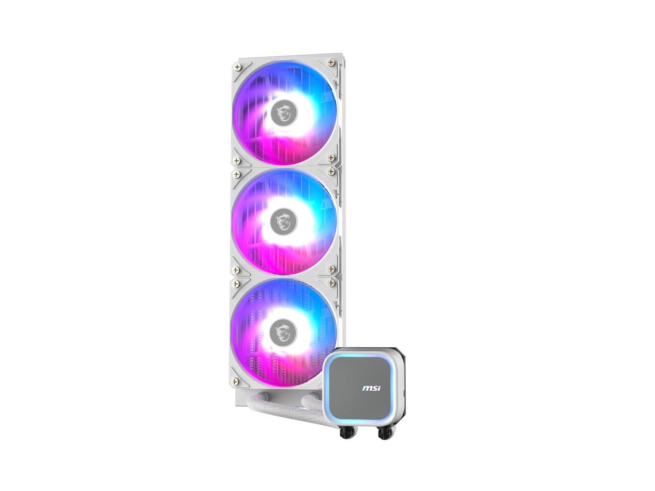 Left. MSI - MAG Coreliquid A13 360 AIO ARGB CPU Liquid Cooler CLA13360WT - White.
