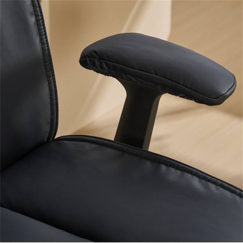 Alt View 3. HTUTWOO - Cross Legged Office Chair with Flip-Up Armrests - PU Leather Swivel Desk Chair, Wide Seat, Adjustable Height, Wheels - Black.