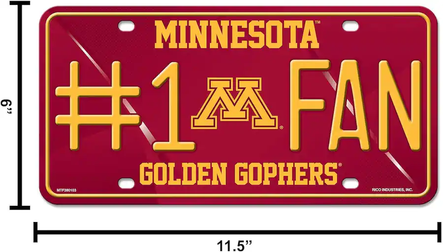 Rico Industries Minnesota Golden Gophers #1 Fan Metal License Plate Tag ...