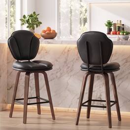 Pinmoco - Counter Height Bar Stools with Backs, Modern Island Chairs with Cushioned Seat and Ergonomic Backrest Set of 2 - Black