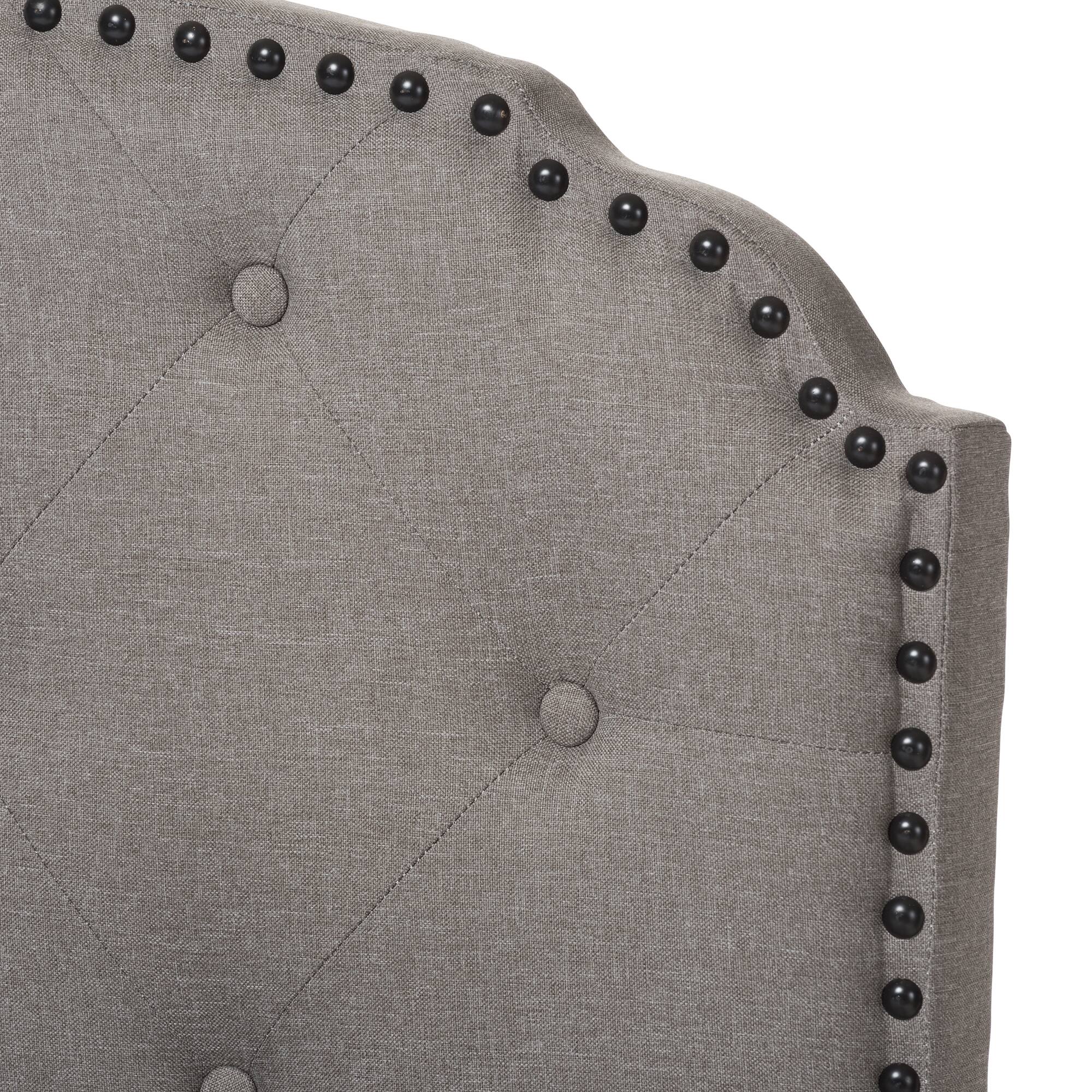 Back. Baxton Studio - Lexi Modern and Contemporary Fabric Upholstered Queen Size Bed - Light Grey.