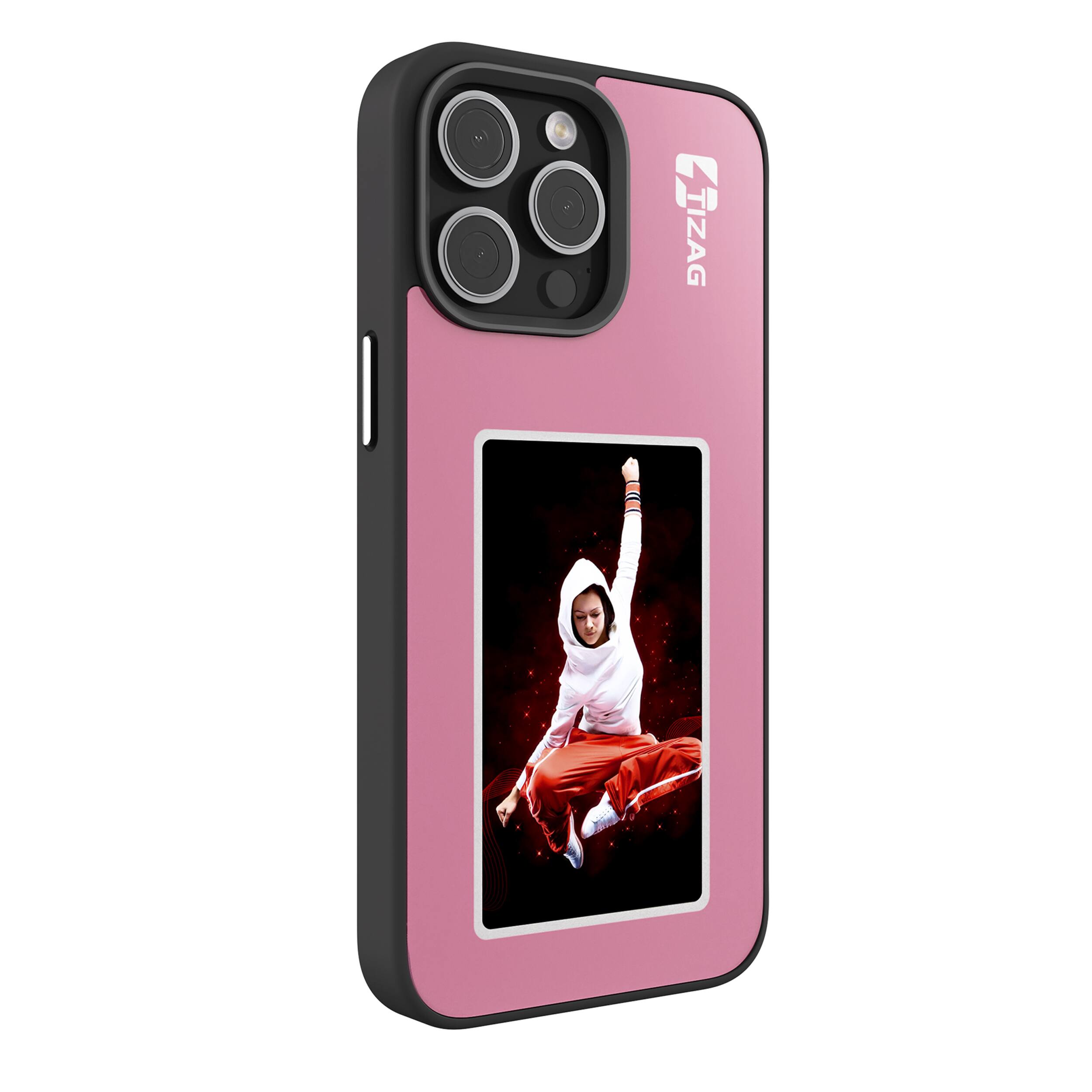 Angle. Tizag - Digital Canvas Case for iPhone 15 Pro Max - Pink.