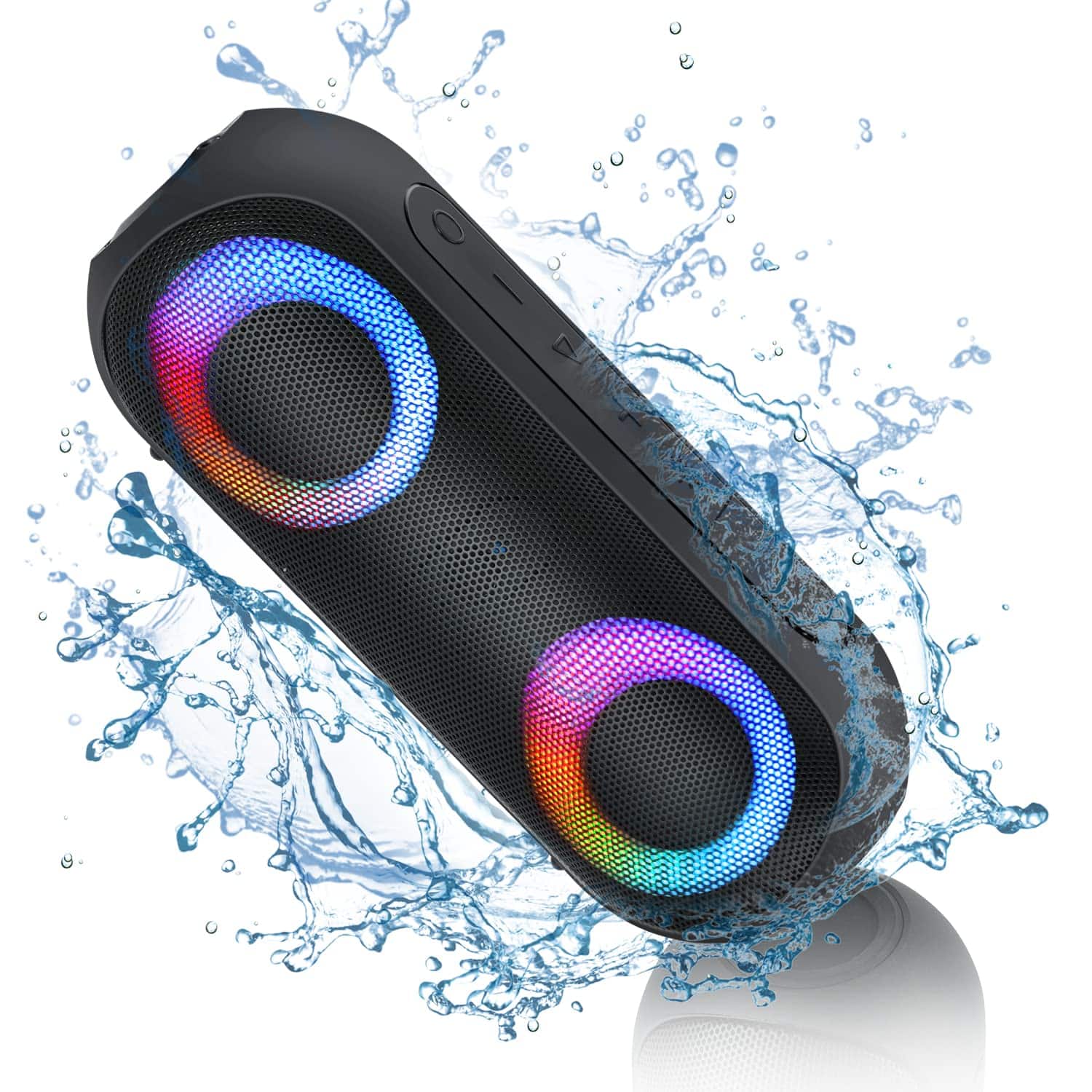 Dazzed Corner - Bluetooth Speaker with RGB Light, 30W Portable Bluetooth Wireless Loud Stereo Sound - Black