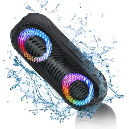 Front. Dazzed Corner - Bluetooth Speaker with RGB Light, 30W Portable Bluetooth Wireless Loud Stereo Sound - Black.