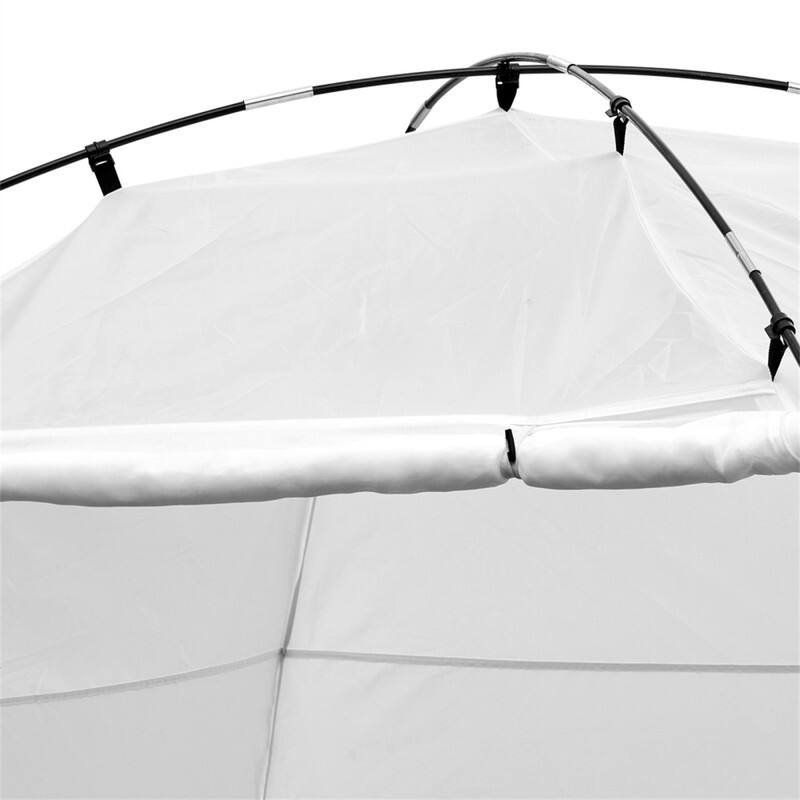 Back. HTUTWOO - Portable Paint Booth Tent - 115.35 x 90.55 x 74" Painting Station with Built-in Floor & Mesh Screen,Oxford Spray Shelter - White.