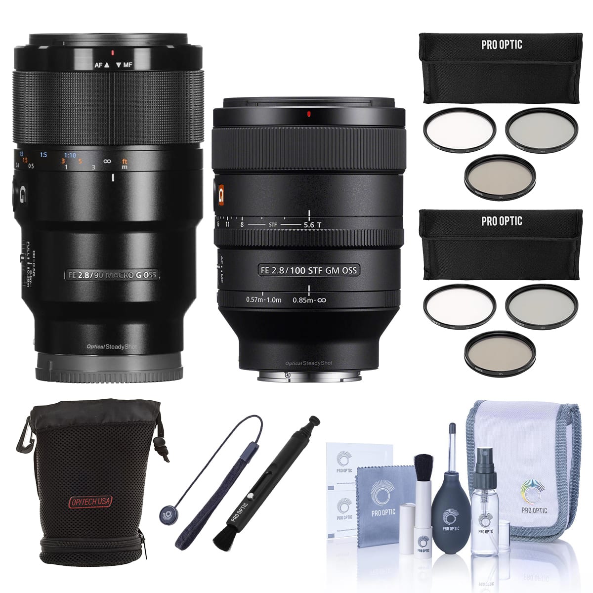 Bundle - FE 100mm f/2.8 STF GM and FE 90mm f/2.8 Macro G OSS Lens for Sony E, with 72mm & 62mm Filter Kit, Lens price history on PriceWatchPro