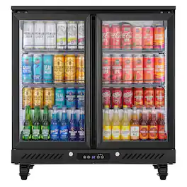 Yeego - Backbar Beverage Cooler with Glass Door & Adjustable Shelves, 6.5 cu. ft., for Cafes, Bars, Shops & Restaurants - Black