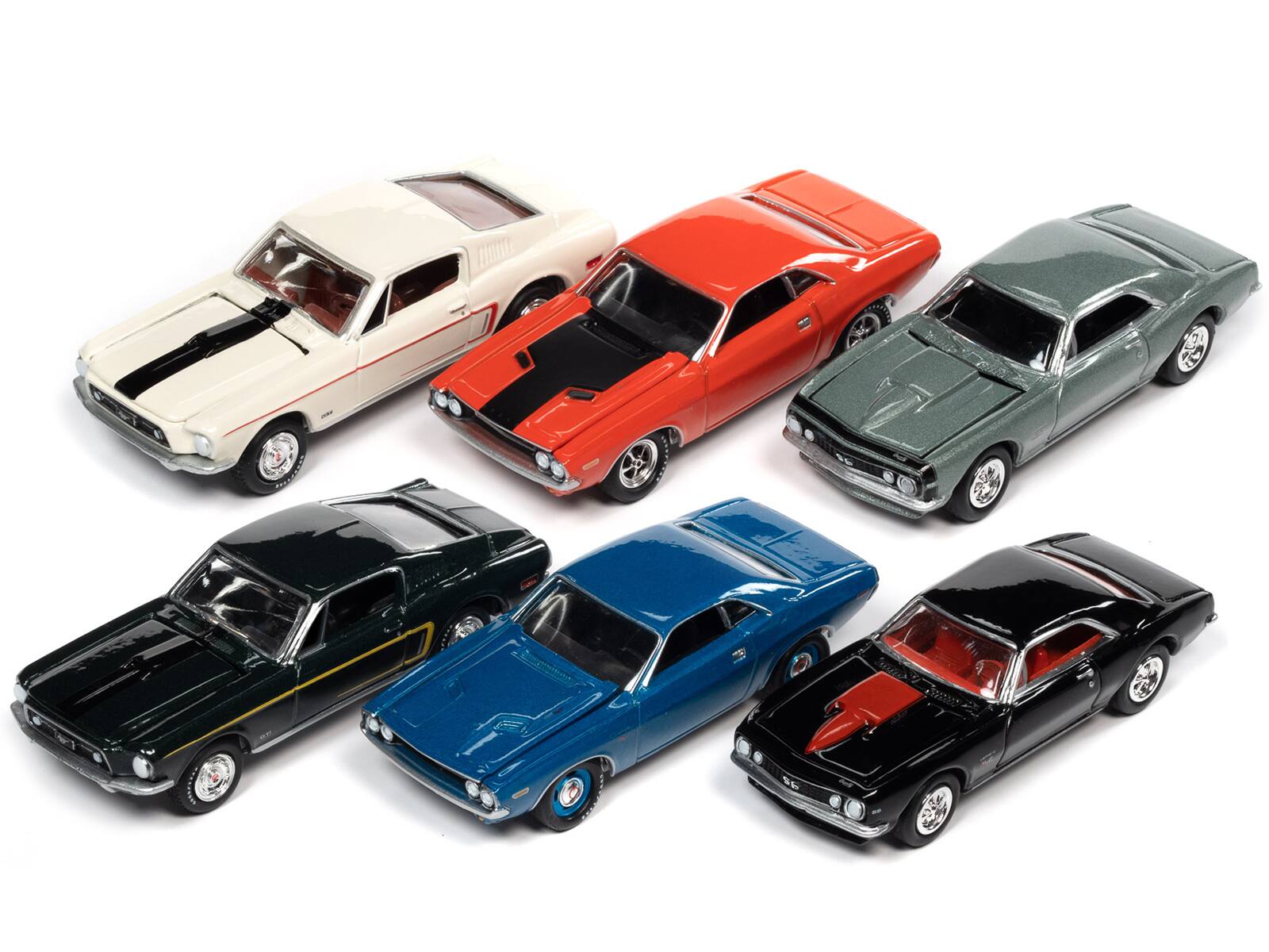 Angle. Johnny Lightning - Johnny Lightning Collector's Tin 2021 Set of 6 Cars Release 3 Limited Edition of 7140 pieces Worldwide 1/64 - Multicolor.