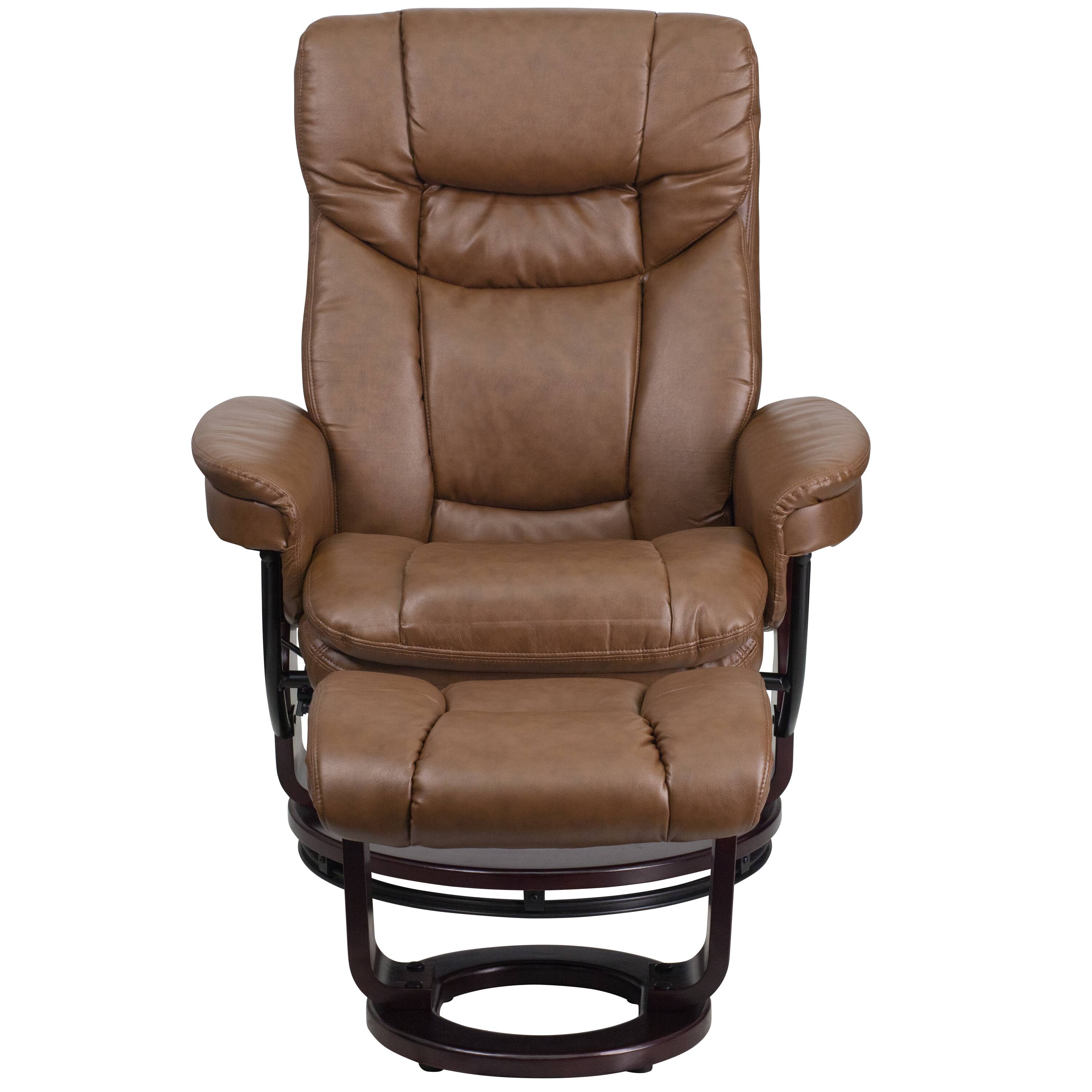 Alt View 11. Alamont Home - Allie Palimino LeatherSoft Multi-Position Recliner &Curved Ottoman w/Mahogany Base - Palimino.