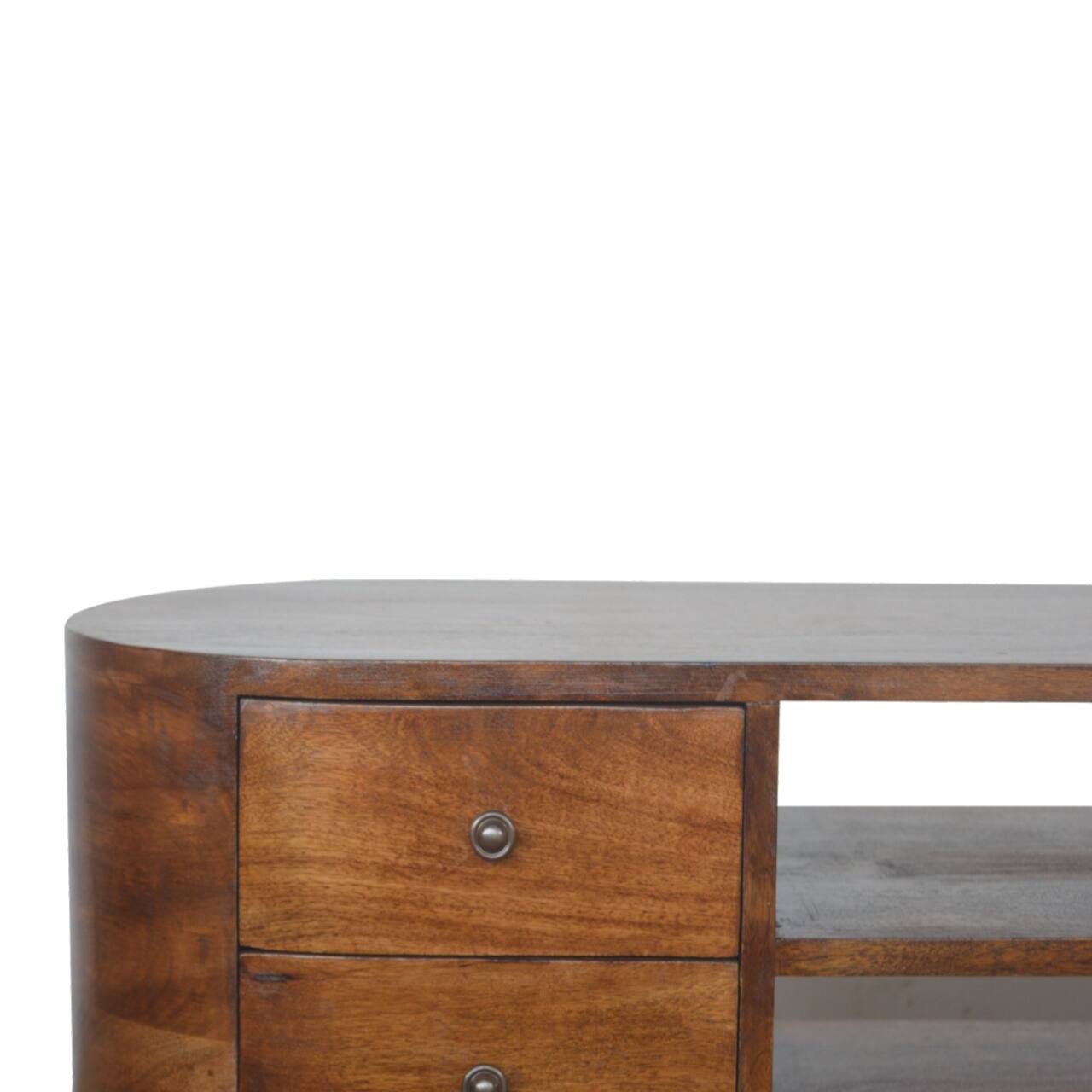Alt View 2. Artisan Furniture - Artisan Furniture Solid Wood Chestnut Rounded Entertainment Unit, 4 Drawers, 2 Shelves, Dark Brown - Brown.