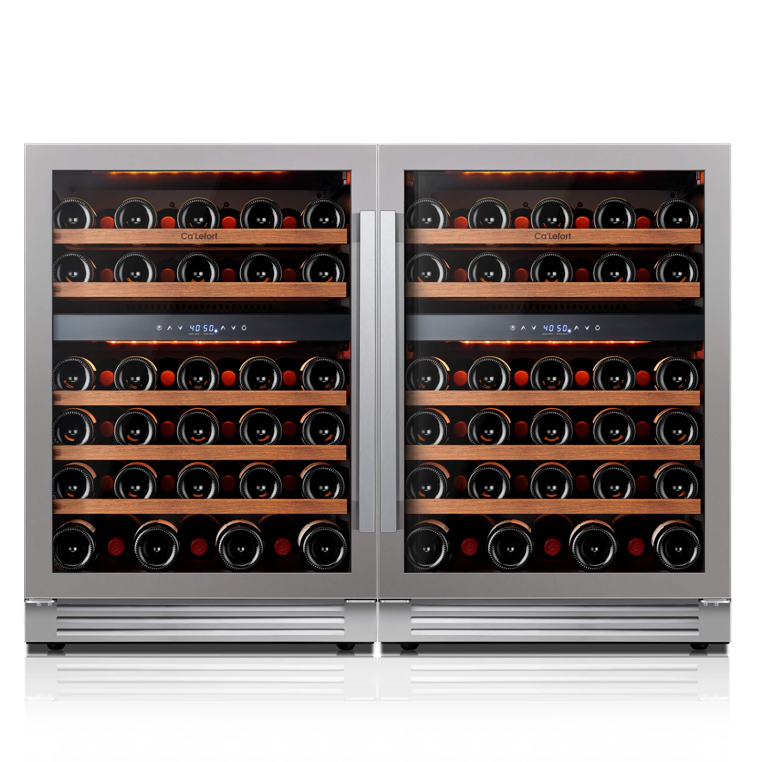Ca'Lefort - 48 Inch 104 Bottle Wine Cooler Refrigerator, 40-65°F Dual Zone Wine Refrigerator,3 Color LED Built-in for Home/Bar - Stainless Steel