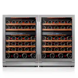 Ca'Lefort - Wine Fridge 48 Inch 104 Bottle Wine Refrigerator, 40-65°F Dual Zone Wine cooler,3 Color LED,Built-in for Home/Bar - Stainless Steel