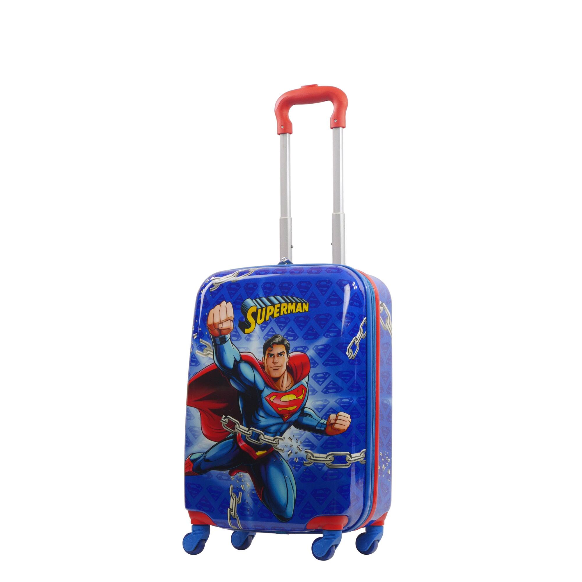 Angle. Ful - WB Superman kids 20.5" Hard side spinner carry-on luggage - BLUE.