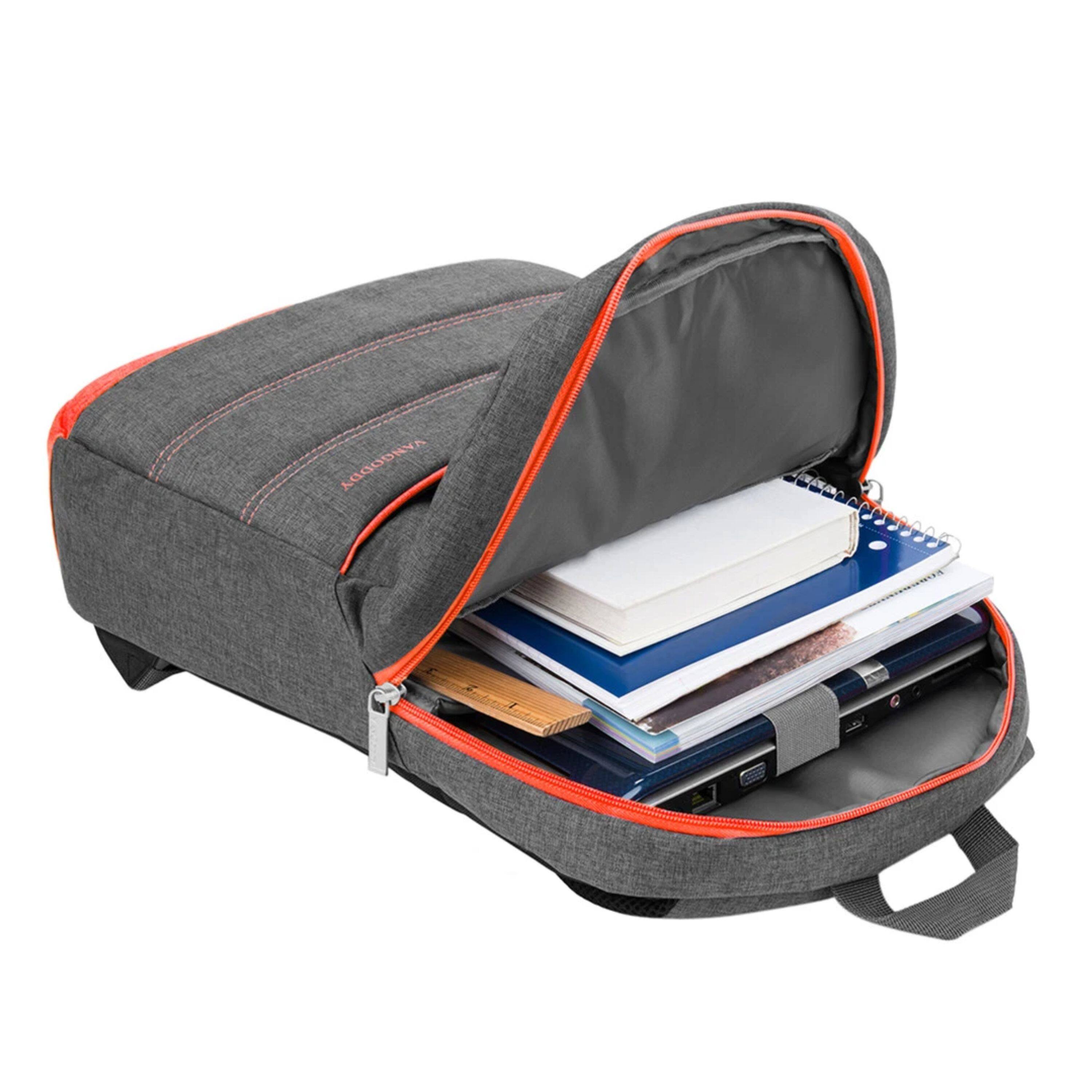 Back. Kitcheniva - Laptop Backpack School Bag For 16" Laptop - Gray/Orange.