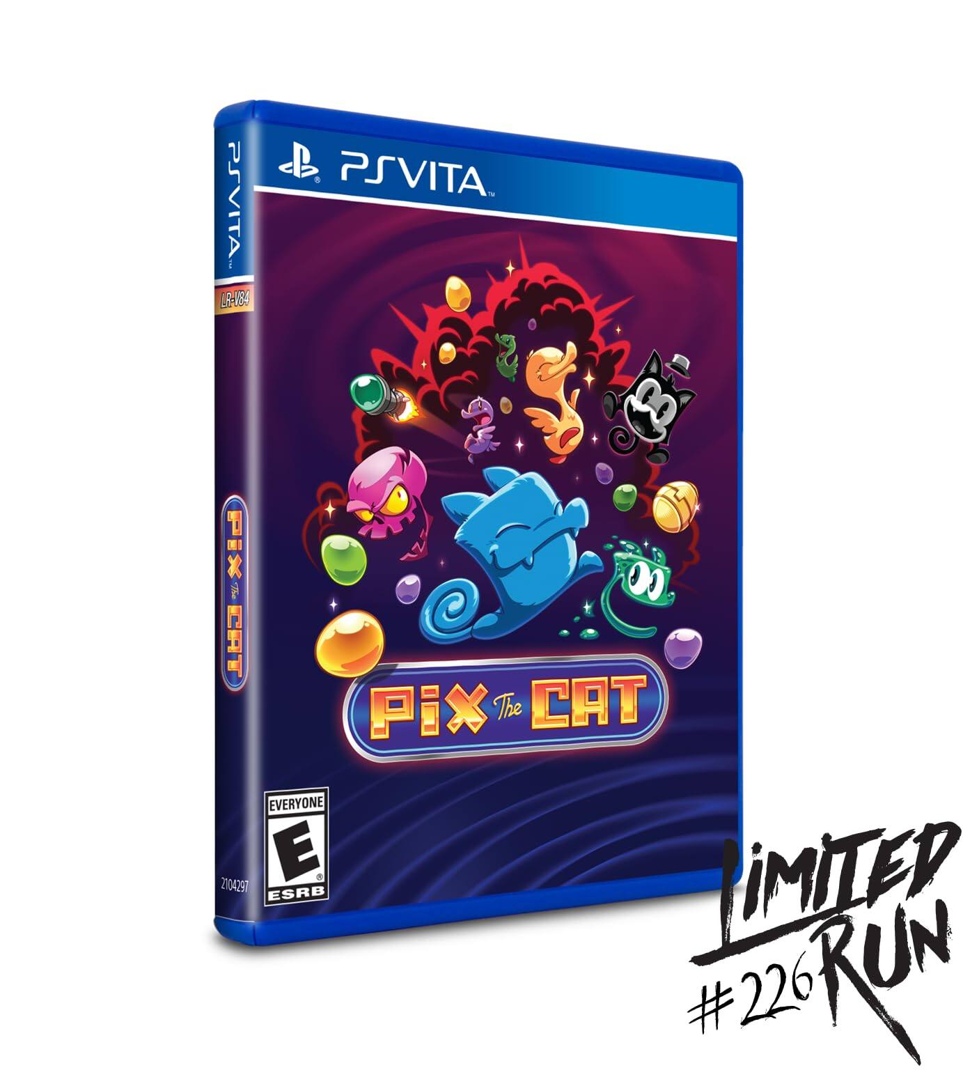 PSVITA  
LR-1684  

Pix the Cat  
The Cat  

LIMITED RUN  
#226  

EVERYONE  
E  
ESRB  

2104297 - E (Everyone)