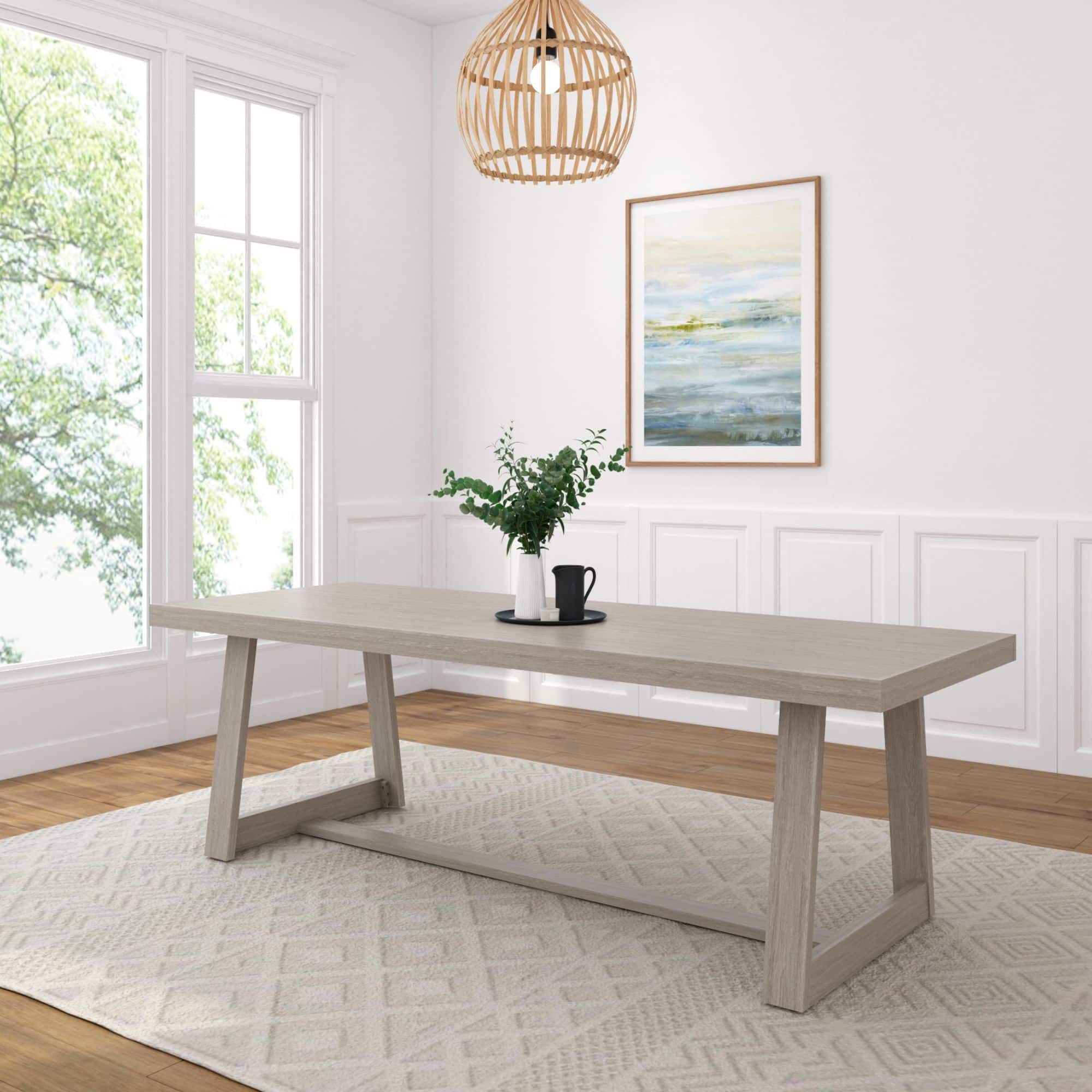Plank+Beam - Classic Rectangular Dining Room Table (94in / 2380mm) - Seashell Wirebrush