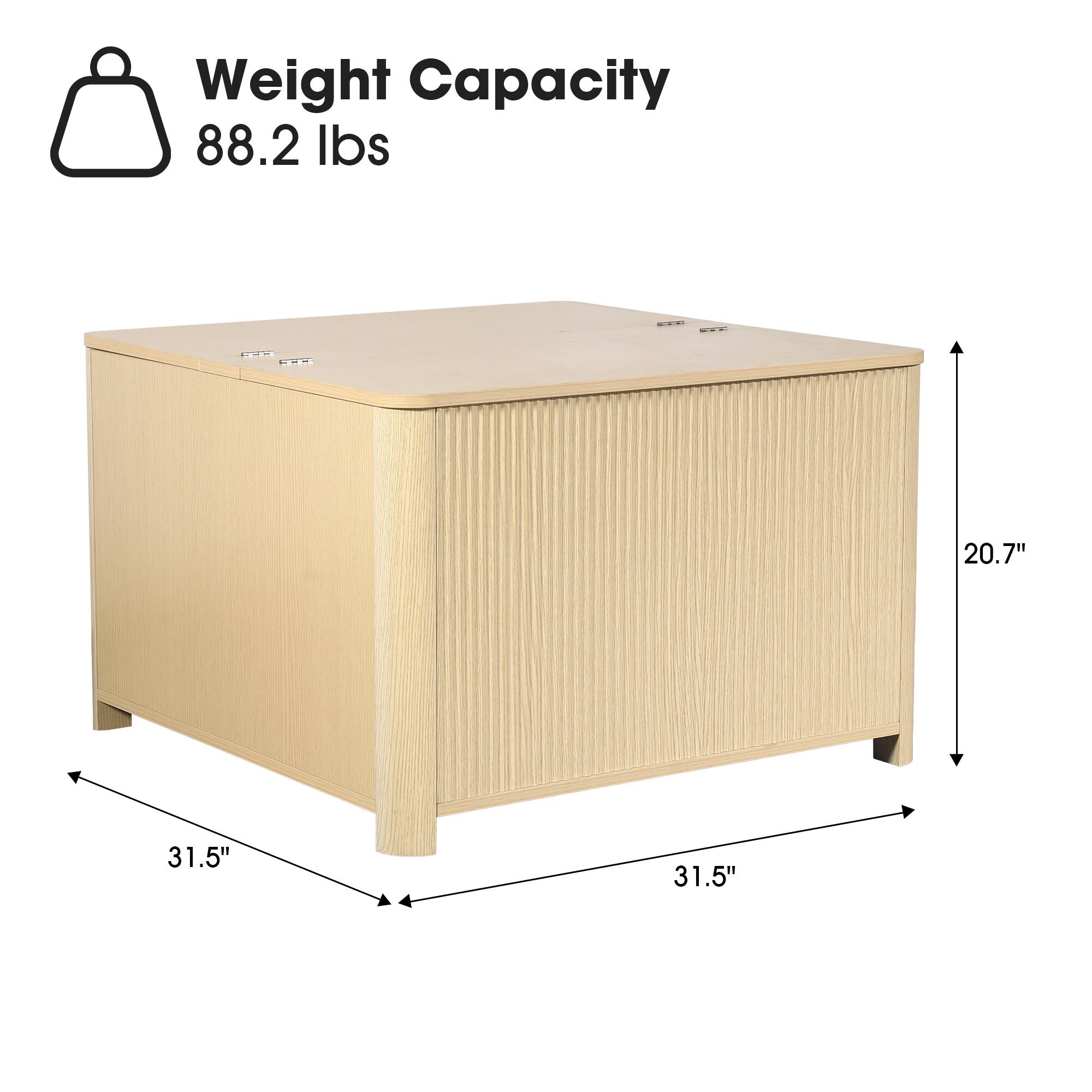 Weight Capacity: 88.2 lbs  
Dimensions: 31.5" x 31.5" x 20.7"