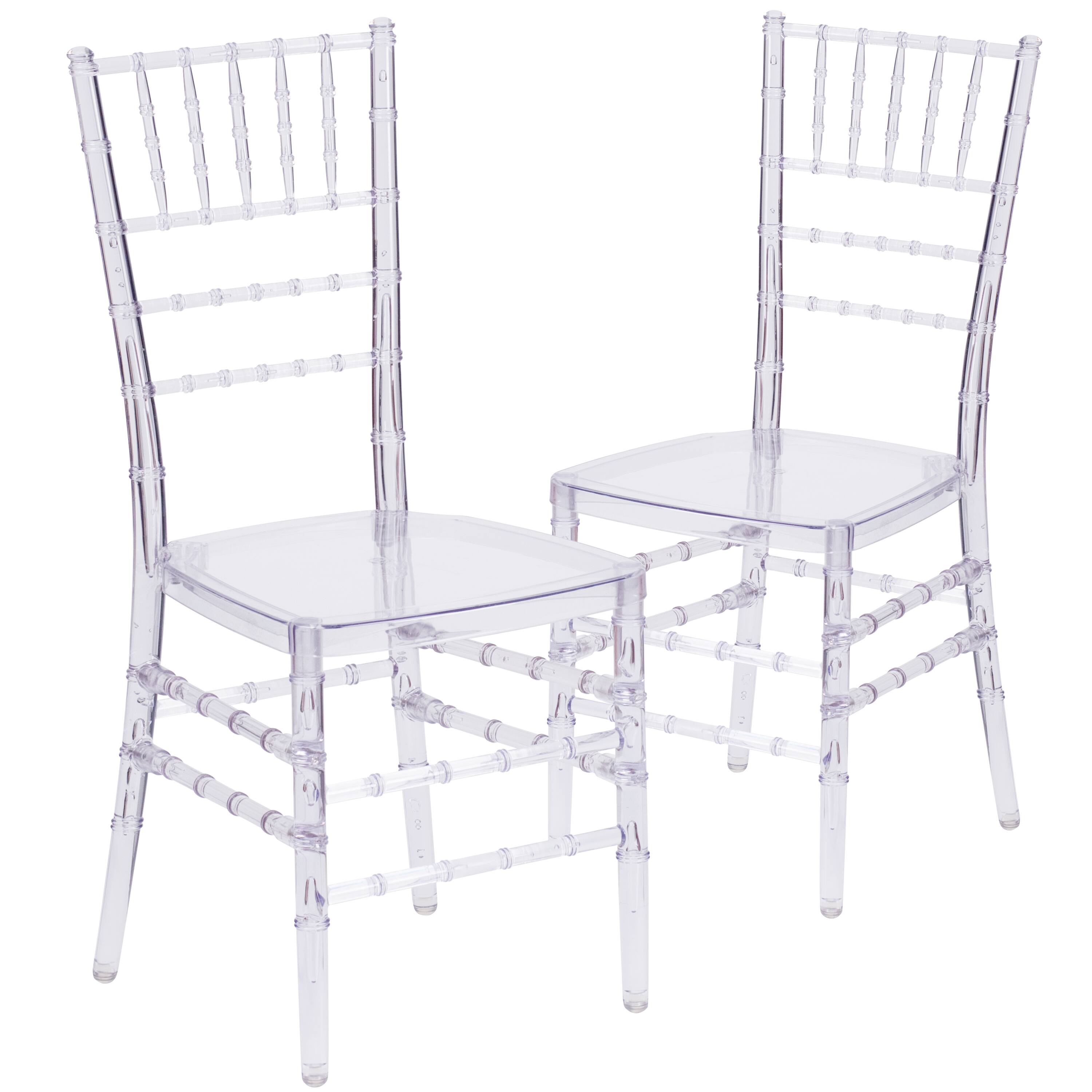 Front. Emma + Oliver - 2 Pack Stacking Ghost Chair - Crystal Ice.