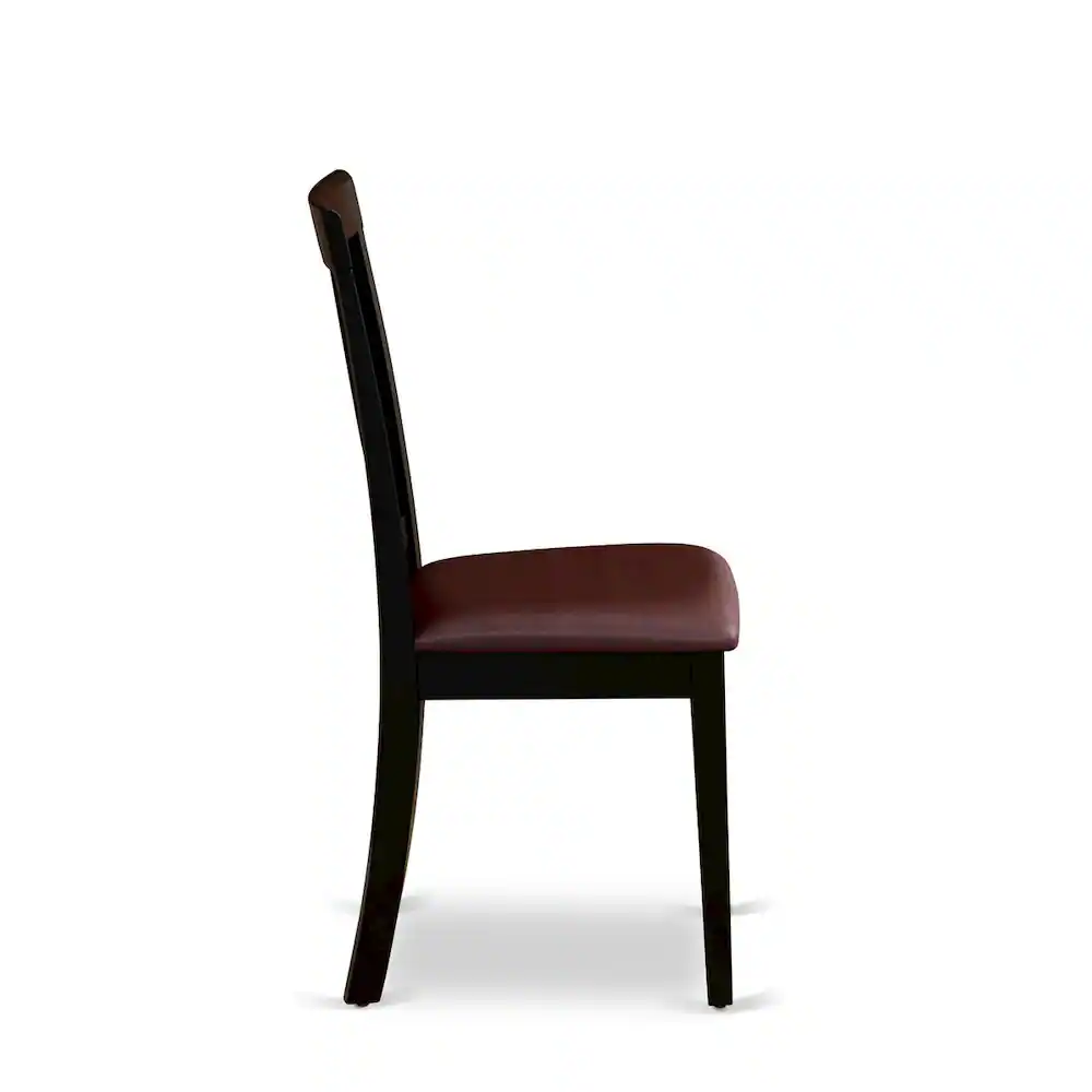 Alt View 2. East West Furniture - Antique Dining Room Chairs - Faux Leather Upholstered Wooden Chairs - Black & Cherry.