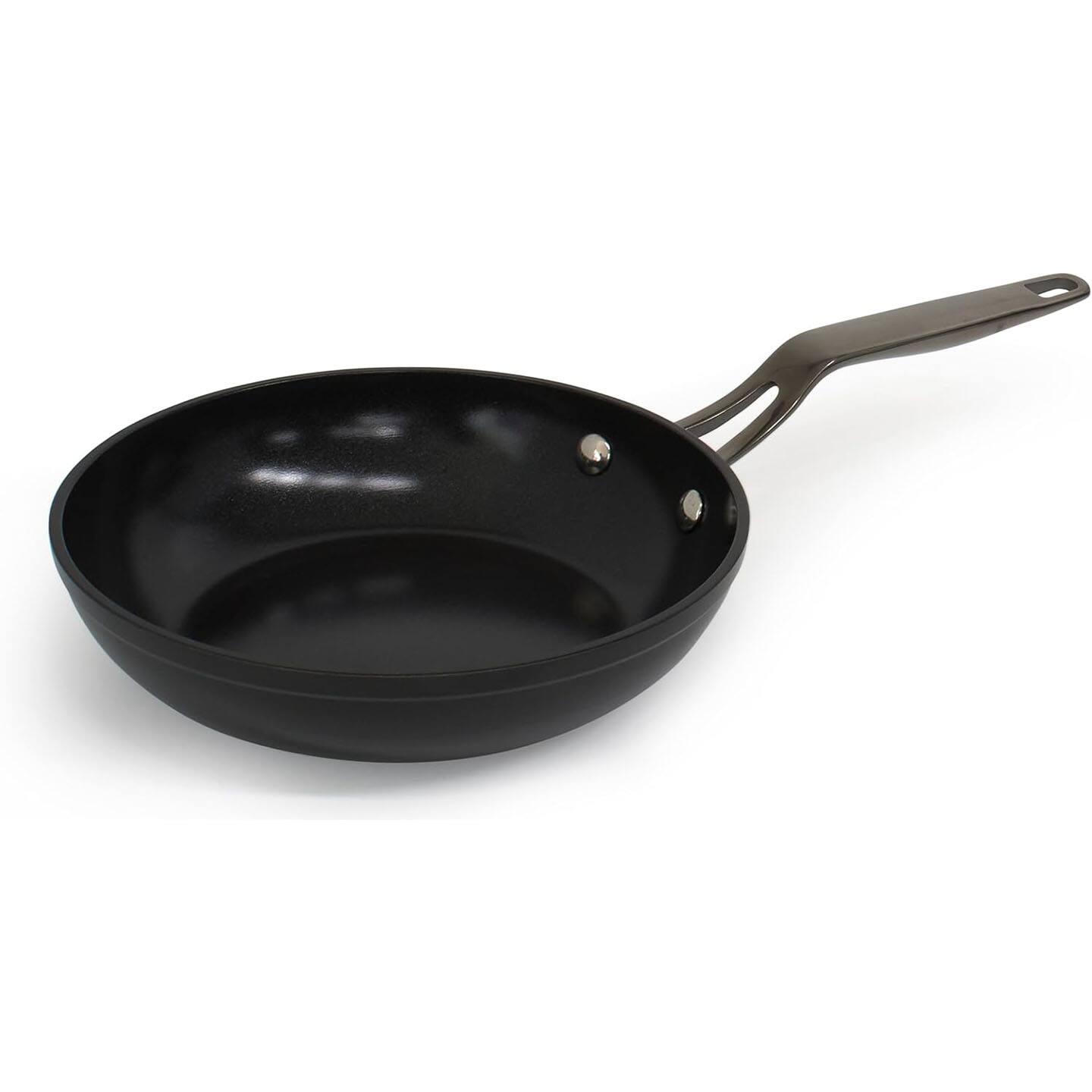 Front. BLU - Blu. Cookware 7.8" Induction Frying Pan, Non-Toxic - Black.