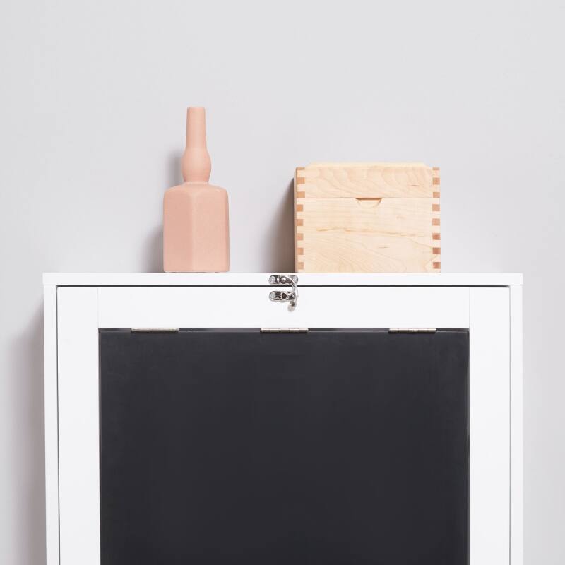 Angle. Anysun - Wall Mounted Foldable Desk with Blackboard & Storage Shelves, Space-Saving Floating Desk for Home Office - White.