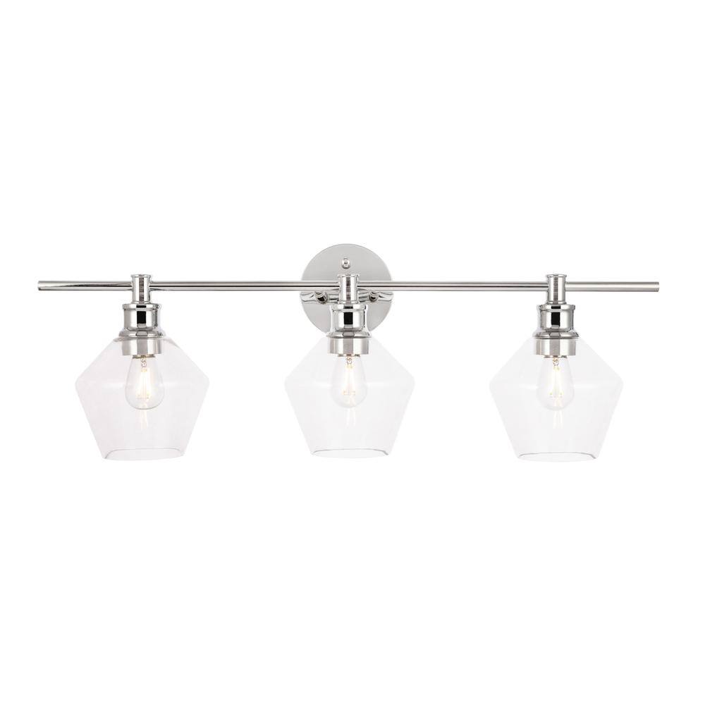 Alt View 2. Living District - Gene 3 light Chrome and Clear glass Wall sconce - Chrome And Clear Glass.