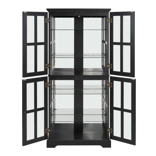 Alt View 7. LUCKY ONE - Freestanding Antique Curio Display Cabinet with Glass Doors Adjustable Shelves E26 Bulb for Collectibles - Black.
