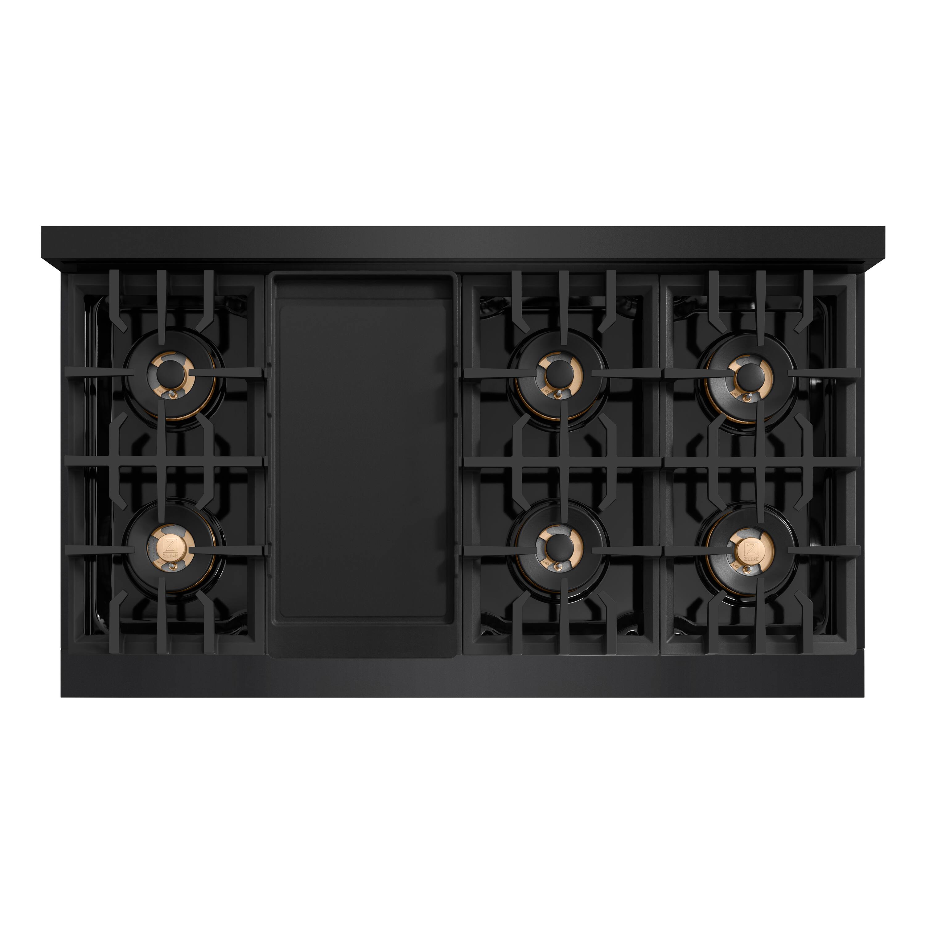 Alt View 13. ZLINE - Autograph 48 in. 6.7 cu. ft. Classic Freestanding Black Stainless Dual Fuel Range w/ 8 DuoPro Burners & Bronze Accents - Black Stainless Steel.