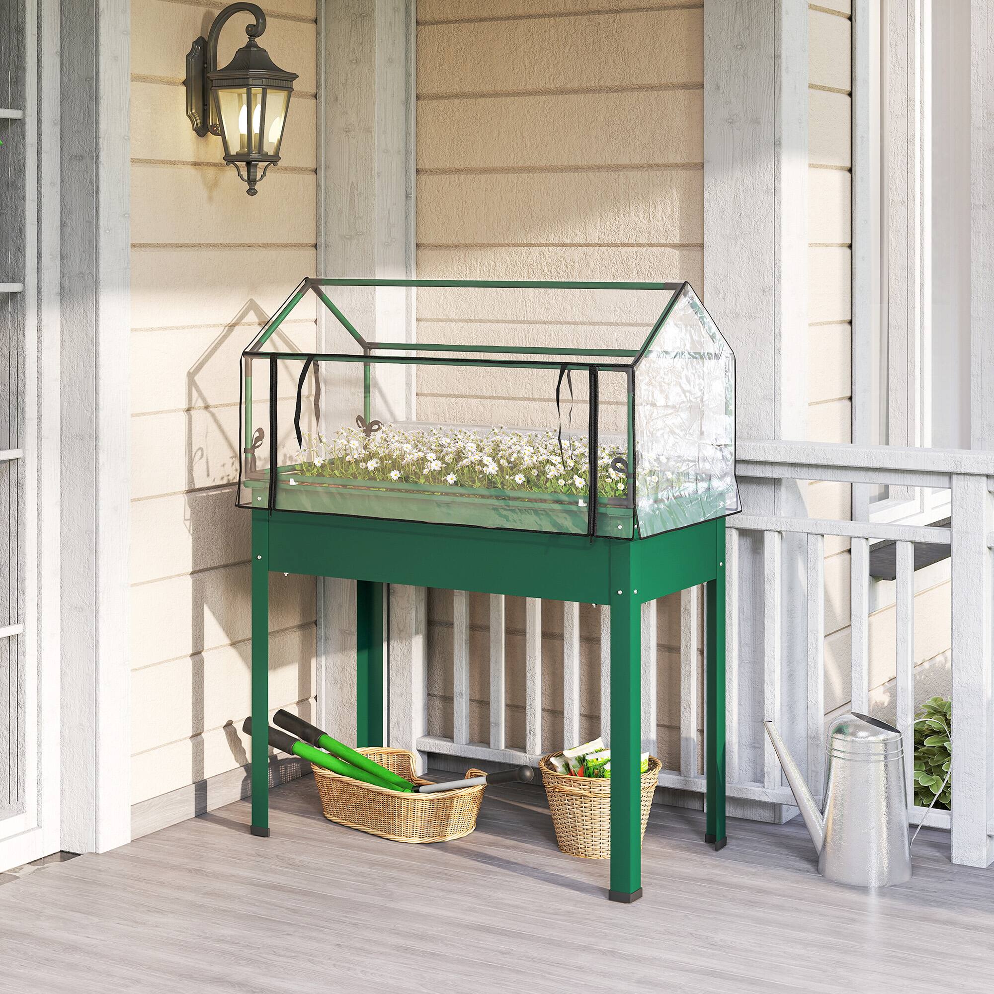 Alt View 1. Outsunny - Garden Box with Greenhouse Cover.