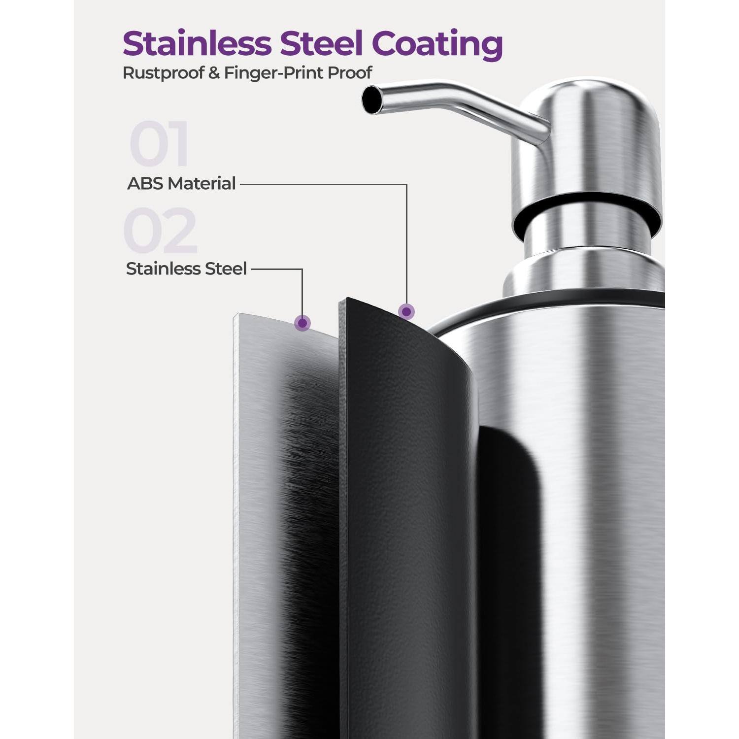 Dapper Styles Kitchen Soap Dispenser Set 1 Stainless Dish With Sponge ...