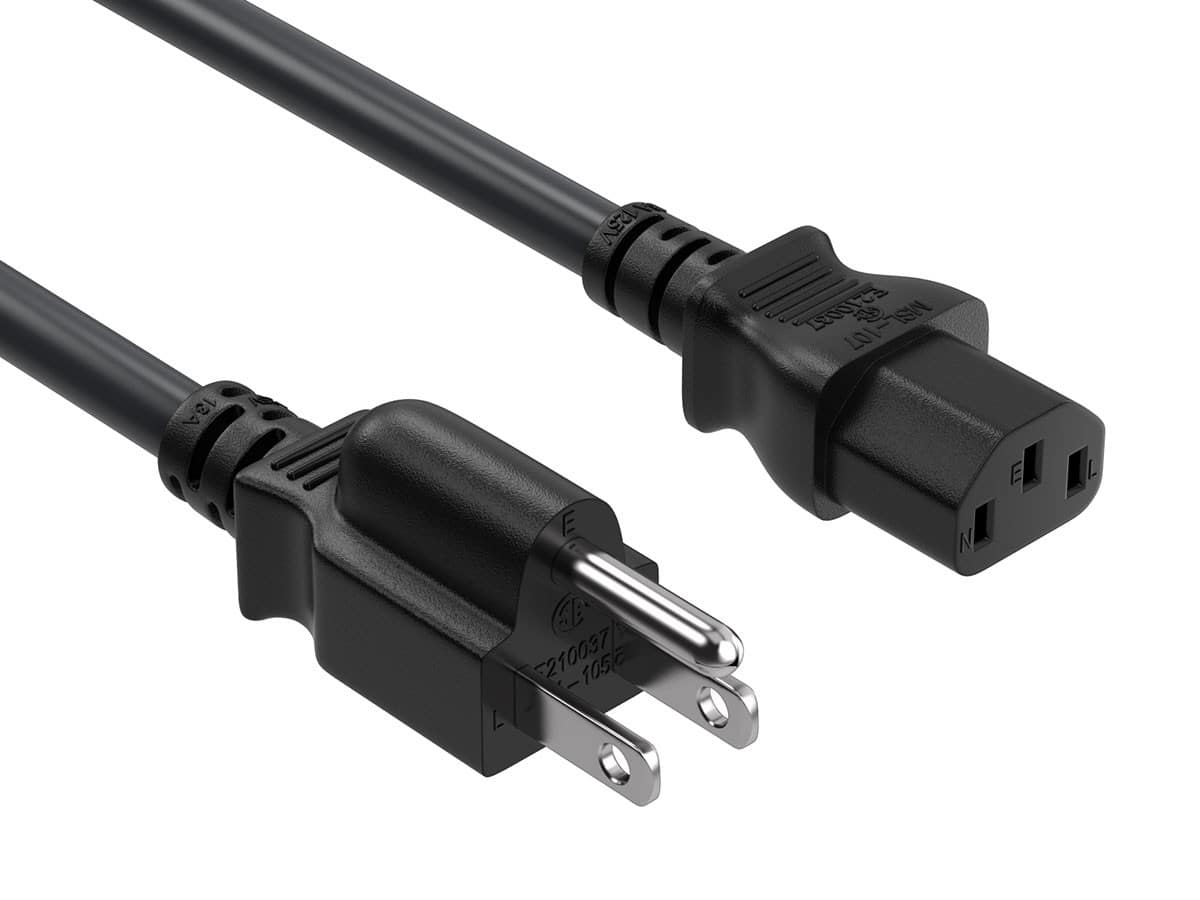 Cable Leader - IEC C13 Power Cord, NEMA 5-15P to C13, 16 AWG 13A 125V for Workstations, PCs, Monitors, Servers - Black price history on PriceWatchPro