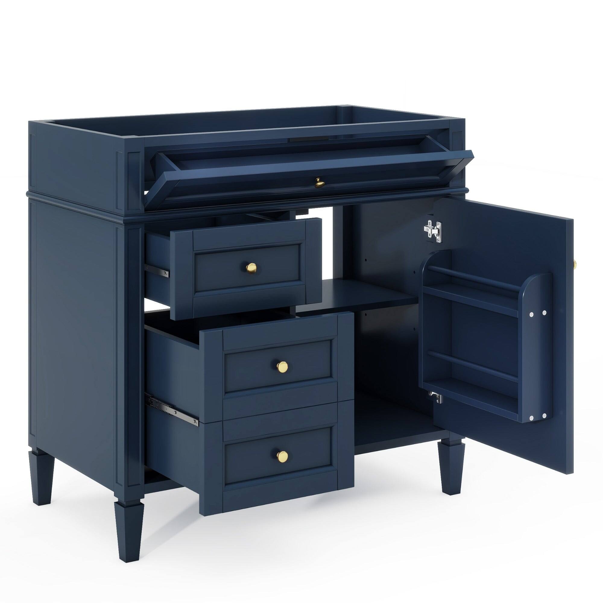 Alt View 5. Boyel Living - 36 Inch Modern Bathroom Vanity Cabinet Without Sink Solid Wood Frame Blue - Blue.