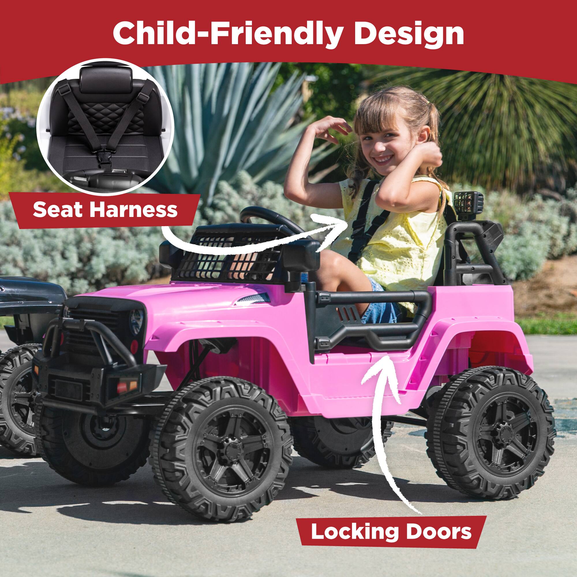 Child-Friendly Design
- Seat Harness
- Locking Doors