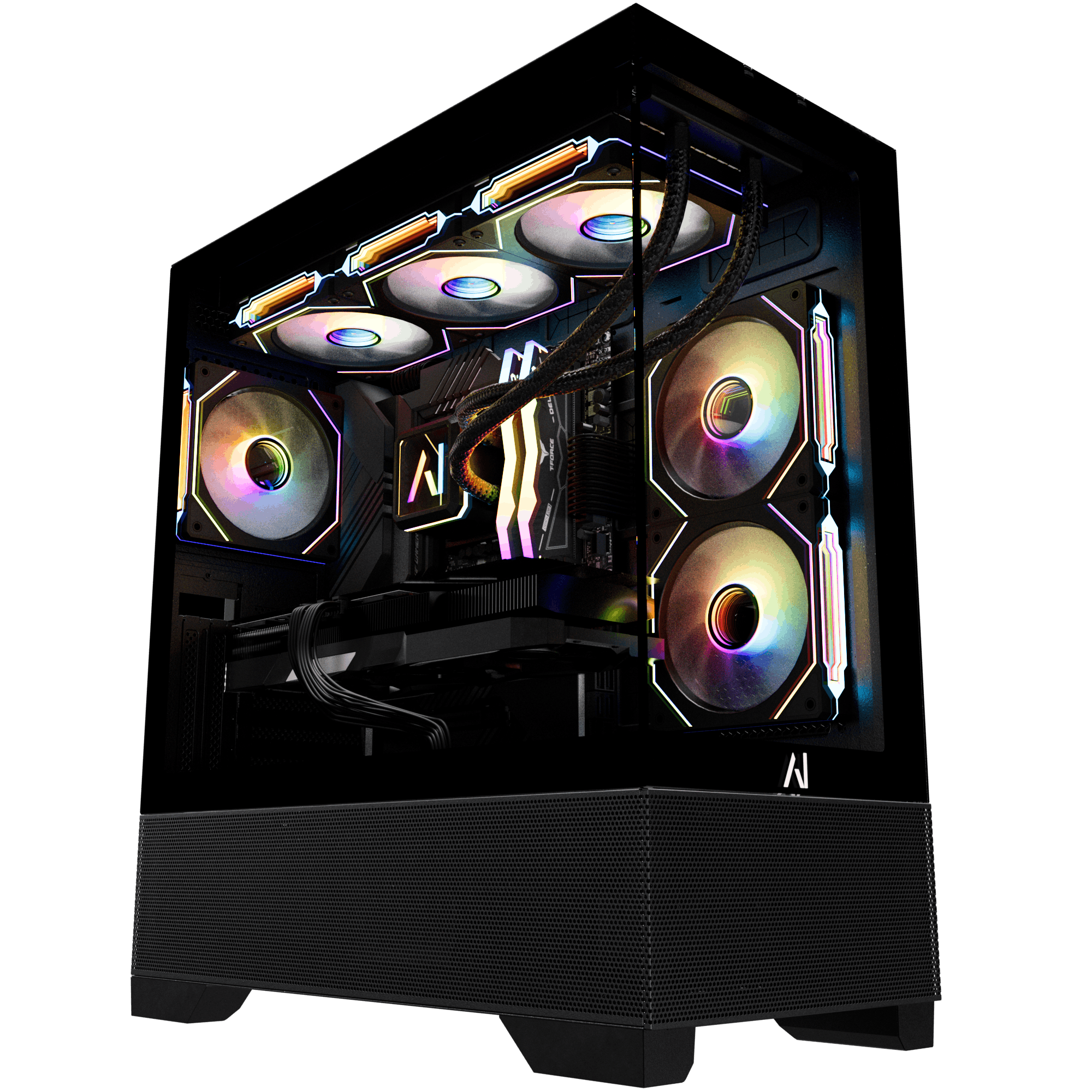 Front. Andromeda Insights - AI 50 Ultra V2 Gaming PC RTX 5080 16GB | Ryzen 7 9800X3D 4.7 GHz (5.2 GHz Turbo) | 32GB DDR5 6000MHz | 2TB Gen4 SSD - Black.