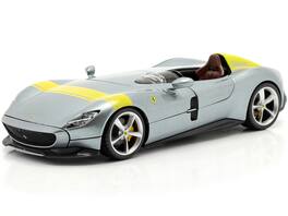 Ferrari Monza SP1 Silver Metallic with Yellow Stripes 1/24 Diecast Model Car by Bburago