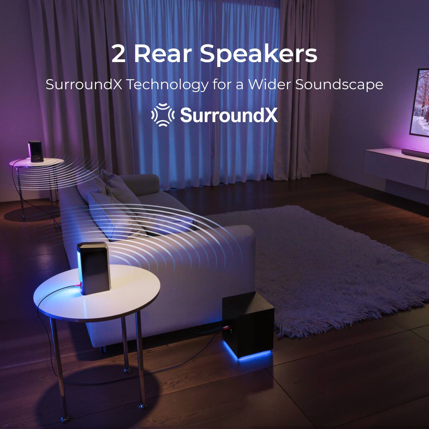 2 Rear Speakers  
SurroundX Technology for a Wider Soundscape  
SurroundX