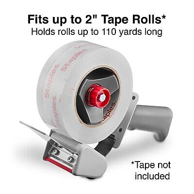 Fits up to 2" Tape Rolls*  
Holds rolls up to 110 yards long  

*Staples*  
*Tape not included*
