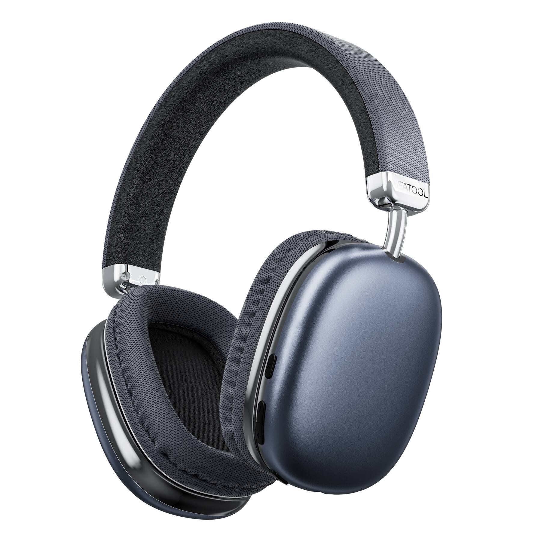 Front. VEAT00L - Wireless Bluetooth Headphones,40 Hrs Playtime Wireless Over-Ear Headphones,4 Mics ENC Noise Cancelling for Clear Calls - Black.
