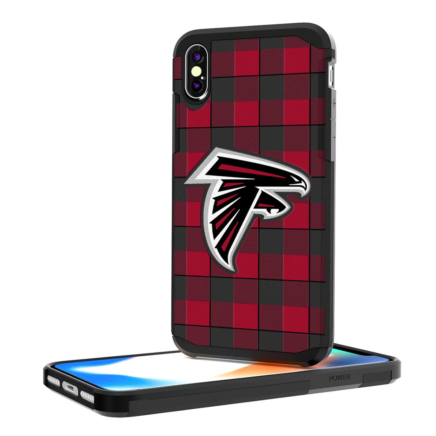 Alt View 2. Keyscaper - Atlanta Falcons iPhone Rugged Plaid Design Case - 11 Pro Max - Multicolor.