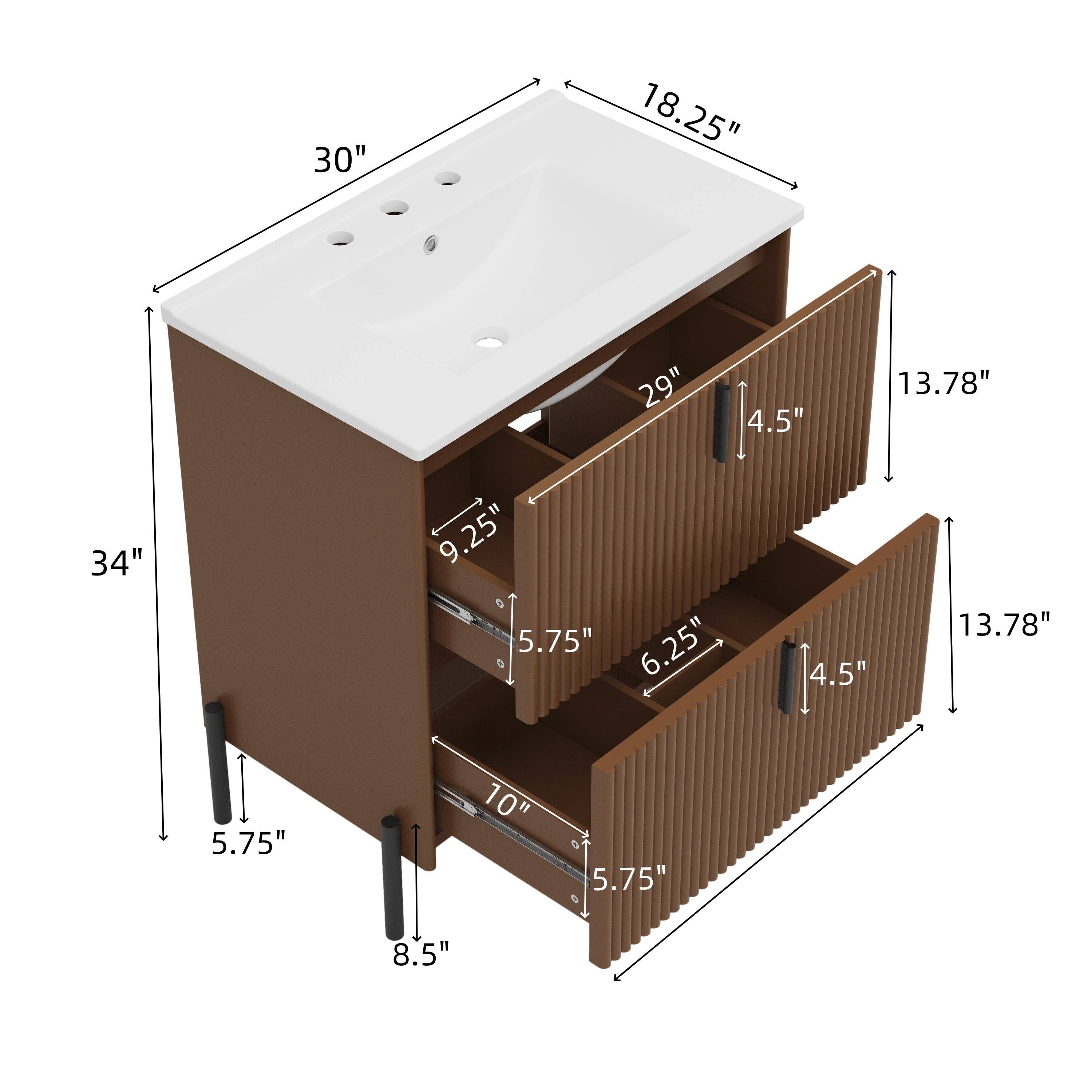 30"  
18.25"  
29"  
4.5"  
13.78"  
34"  
9.25"  
5.75"  
6.25"  
4.5"  
13.78"  
5.75"  
10"  
5.75"  
8.5"