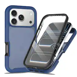 UUCOVER - Matte Translucent Case for Apple iPhone 18 Pro, 360° Full Body Cover with Built-in Screen Protector Shockproof Case - Darkblue