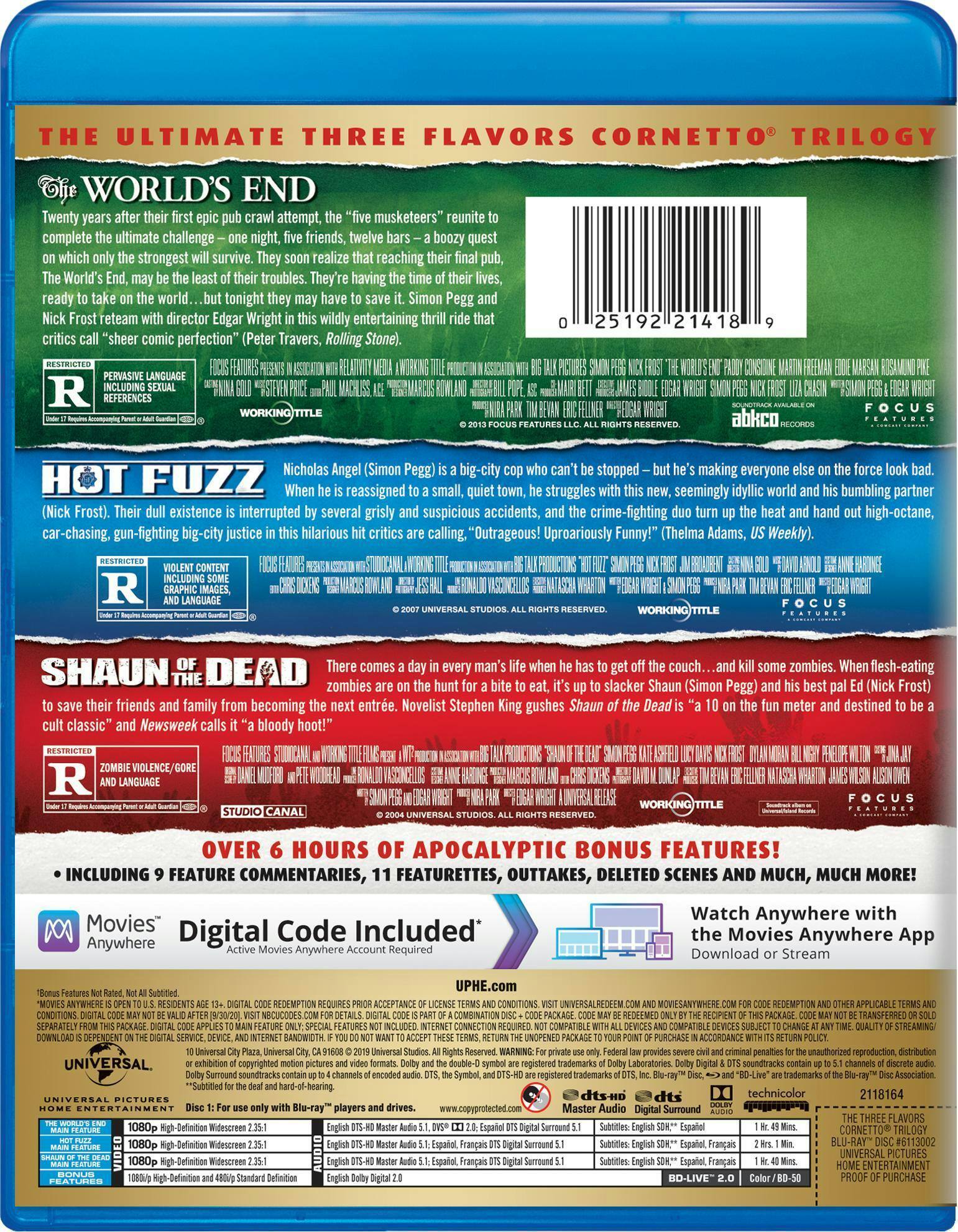 Angle. Shaun of the Dead/Hot Fuzz/The World's End (Blu-ray + Digital Copy) [Blu-ray].