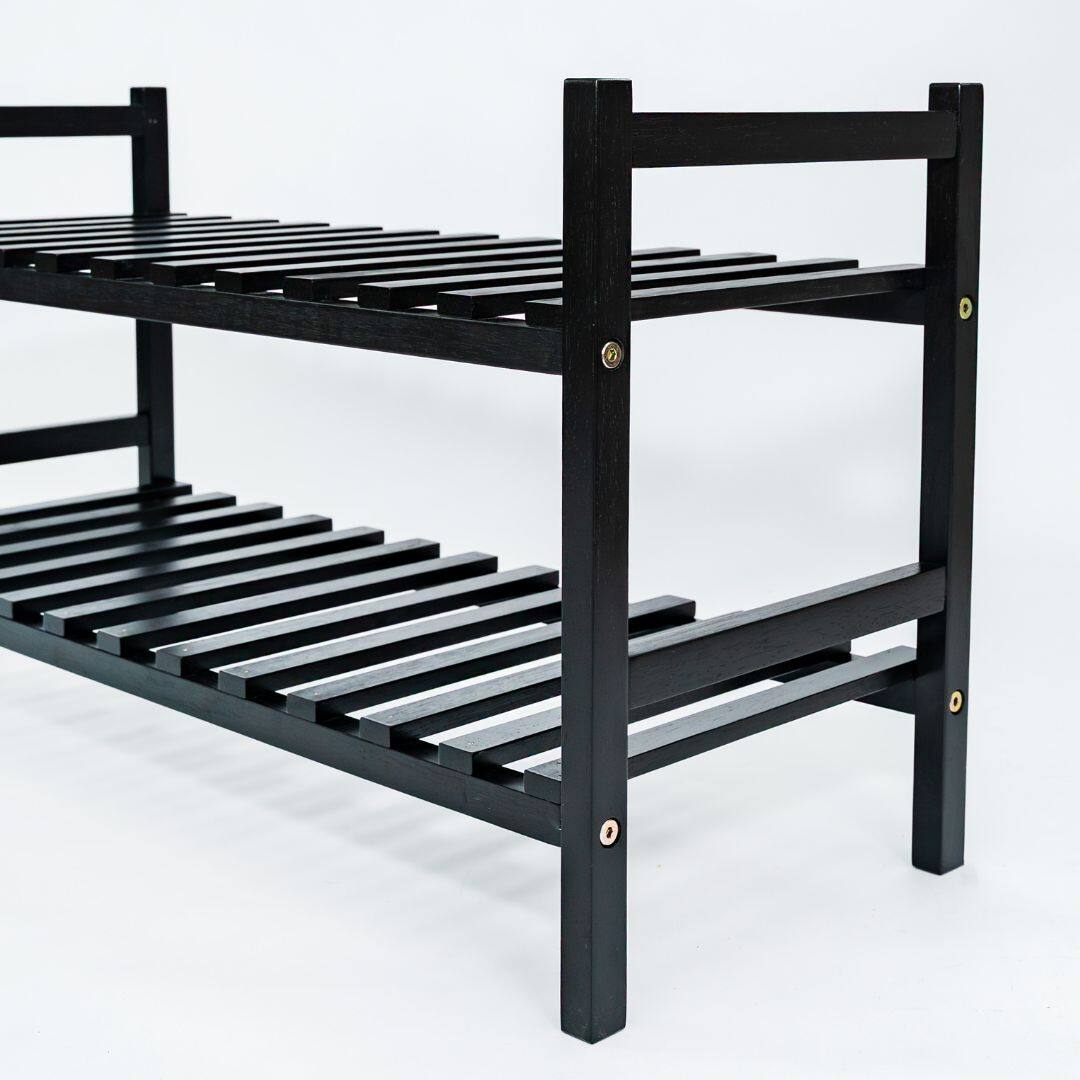 Alt View 8. PJ Wood - PJ Wood Stackable Wood Shoe Rack Organizer Shelf Closet Entryway Bedroom, Black - Black.