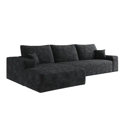 Front. Boyel Living - Black Modular 3 Seat Foam Sofa 107.0-in L x 69.7-in W x 37.8-in H - Black.