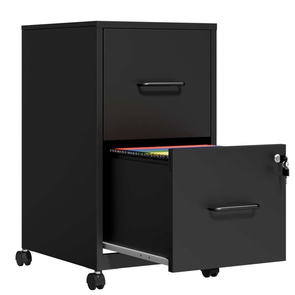 Alt View 6. Loheer - Loheer 2 Drawer File Cabinet Under Desk Metal Filing Cabinet Lockable Black.