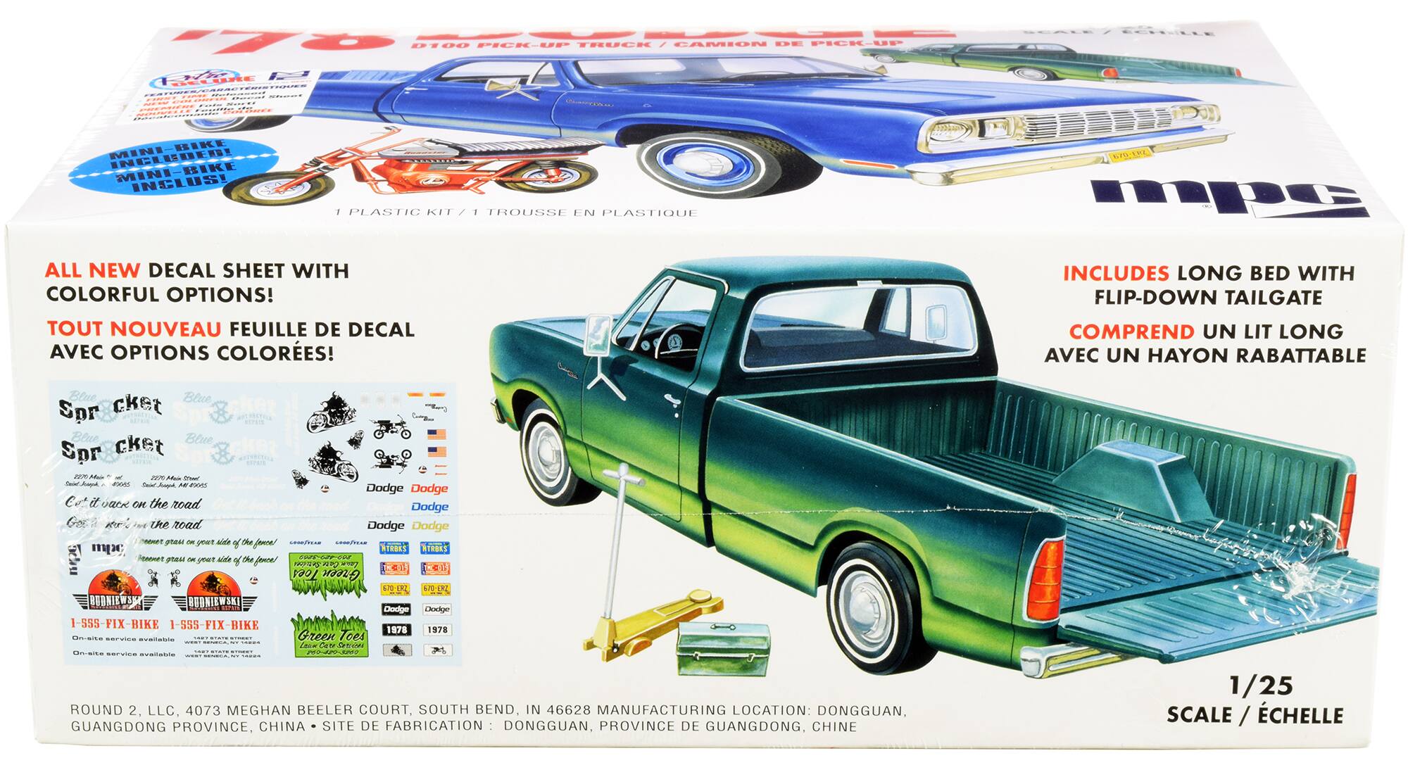 D100 PICK-UP TRUCK CAMION ..- PICK-UP EALE CHLLE Faeire .EN. O c.N ...-  0me SIKE MINI INGREENY NER BIKE MINI INCLUSI 1 PLASTIC KIT 1 TROUSSE IN PLASTIQUE STRL mpt ALL NEW DECAL SHEET WITH COLORFUL OPTIONS! TOUT NOUVEAU FEUILLE DE DECAL AVEC OPTIONS COLORES! INCLUDES LONG BED WITH FLIP-DOWN TAILGATE COMPREND UN LIT LONG AVEC UN HAYON RABATTABLE Blue Blue Spr cket Blue Blue Spr cket 20e 2020 Ma - - XH ~ A nra Dodge Dodge Co it vac n the road sond Dodes Dodge GoE a a the read Dodge Dodge T a - geet sio  Ohe poce ArEC AASCAN mpc STRBES RTRBES   - SmT sld of te fence! R NP C 1-415 Toes Green 6.70-EX2 67D-CWZ BUONIE BUDNIE 311 Dodge