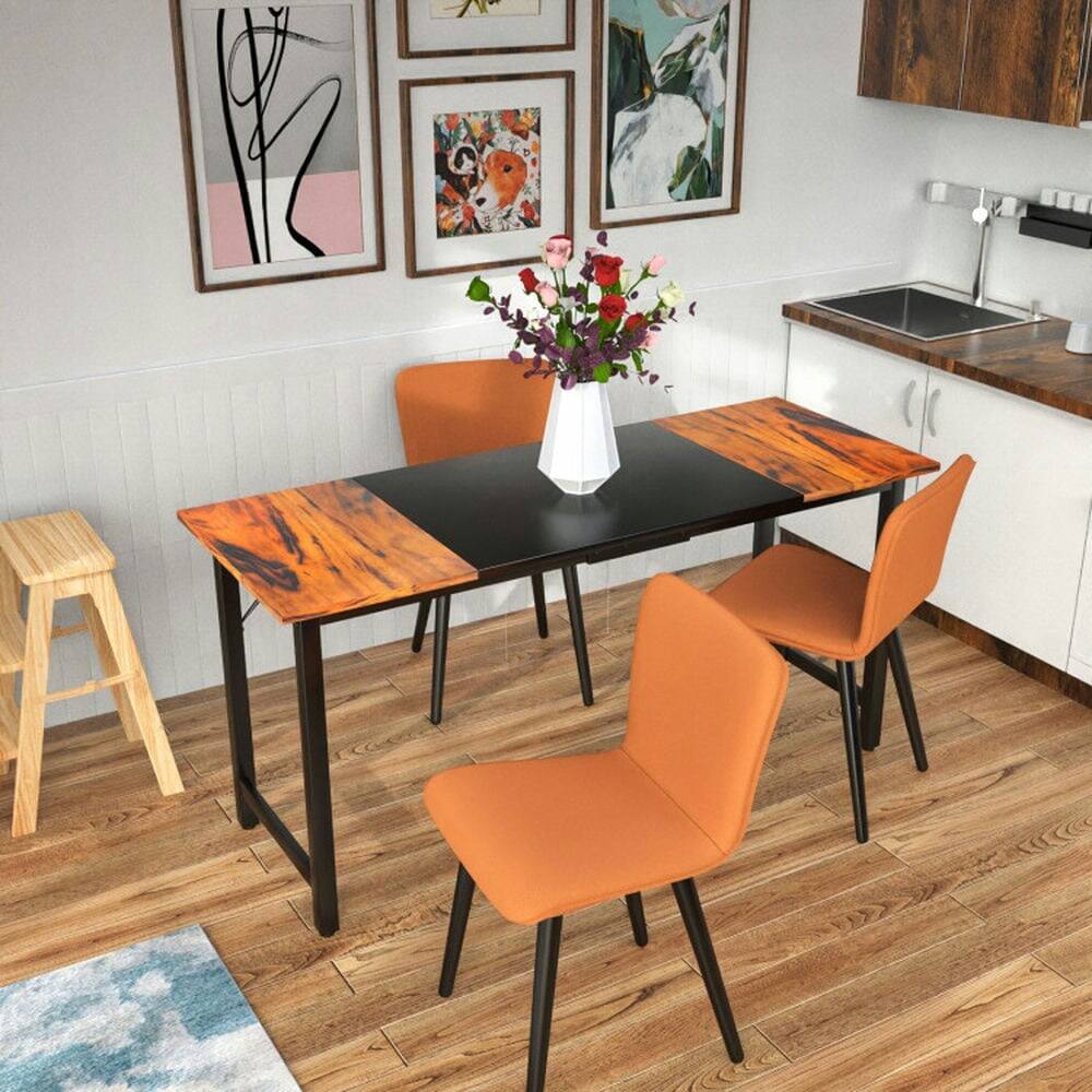 Left. Pefilos - 63 Inch Modern Splice Computer Desk with Heavy Duty Steel Frame, Office Desk, Gaming Computer Desks for Study, Working - Brown.