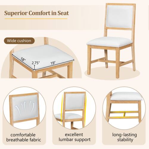 Superior Comfort in Seat

Wide cushion: 18" x 2.75" x 19"

Comfortable breathable fabric

Excellent lumbar support

Long-lasting stability