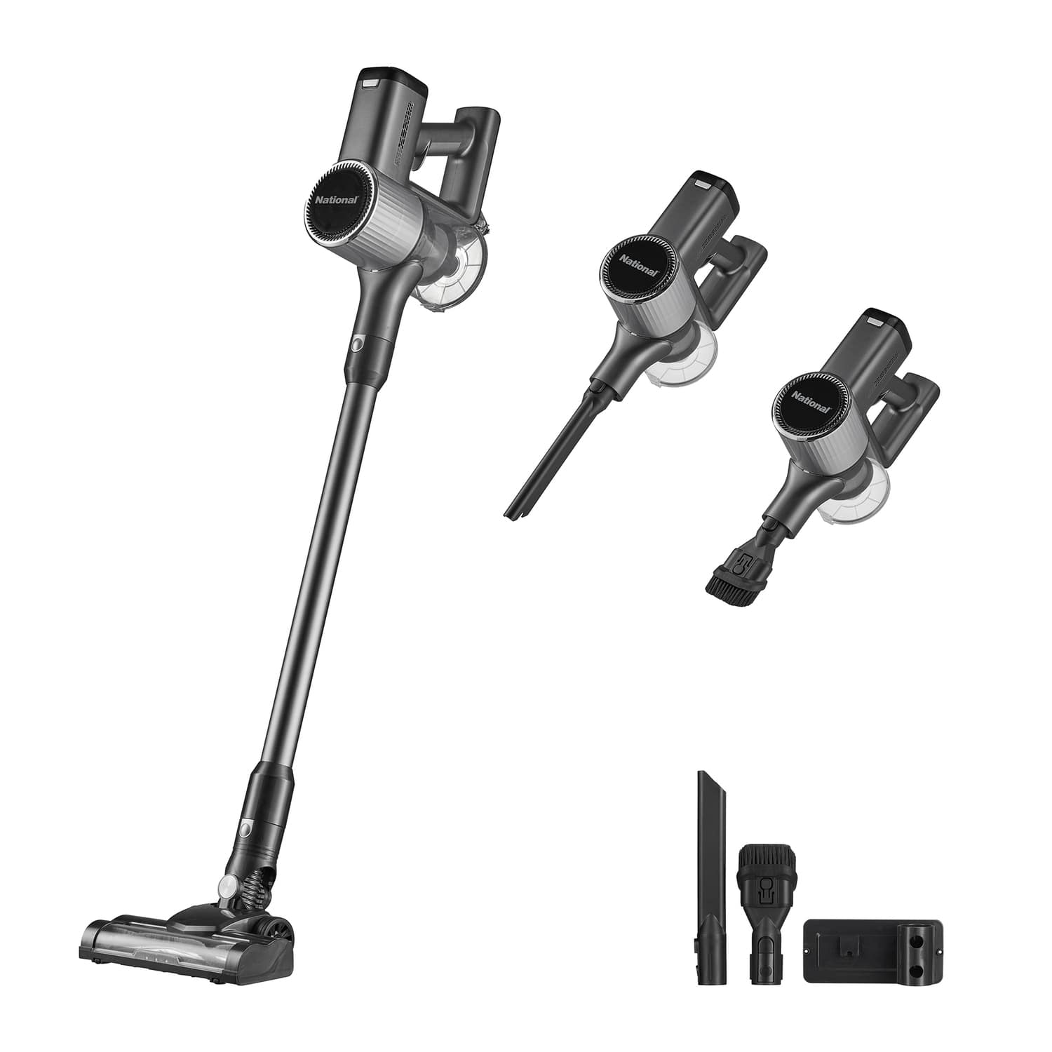 National - Cordless Lightweight 2-in-1 Upright/Handheld Vacuum Cleaner NA-870V, 22-kPa Suction, HEPA Filter - Gray